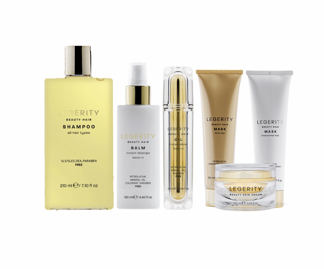 Screen legerity set 6 products ( shampoo , balm, oil, mask, hair cream )