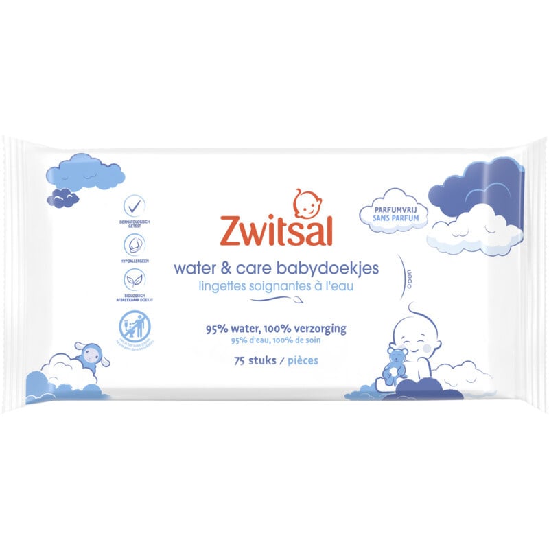 Zwitsal wet wipes - 75st - Water & Care
